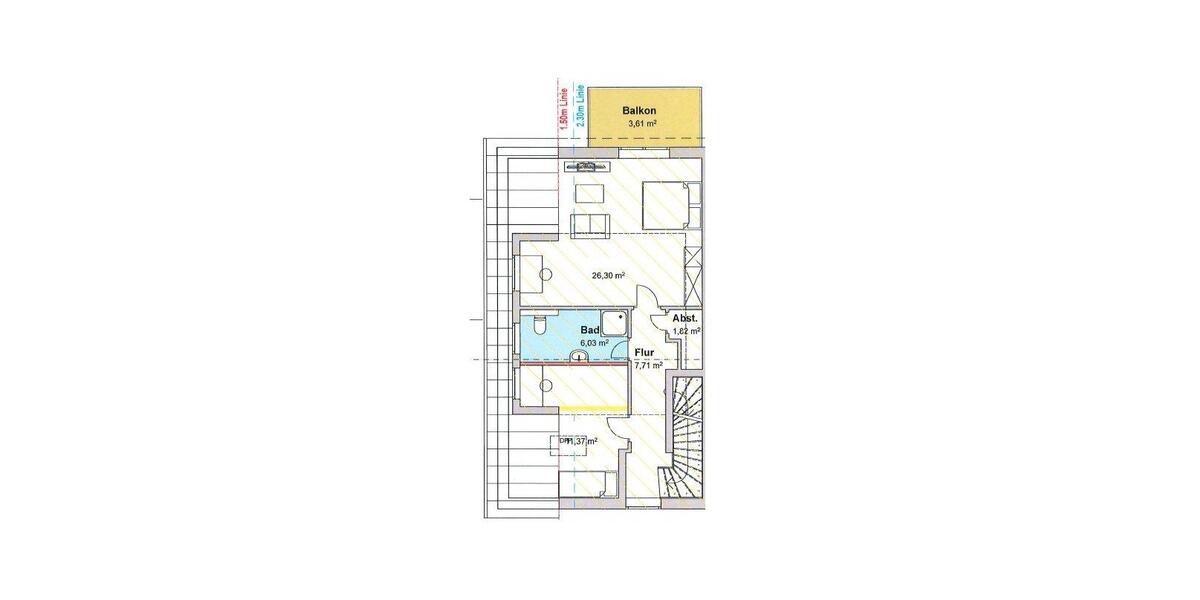 Dachgeschoßwohnung Mörfelden-Walldorf Walldorf - 2 Zimmer, 57 m&sup2;, 1.140&euro; | Angebot:26670537