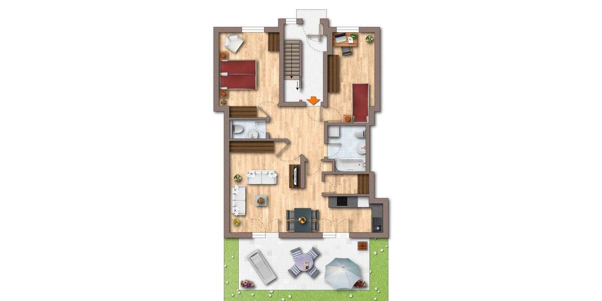 Frei ab Februar 2026: 95 m²-Wohnung - Baujahr 2005 - mit eigenem Gärtchen in Ortskernlage 3 zimmer