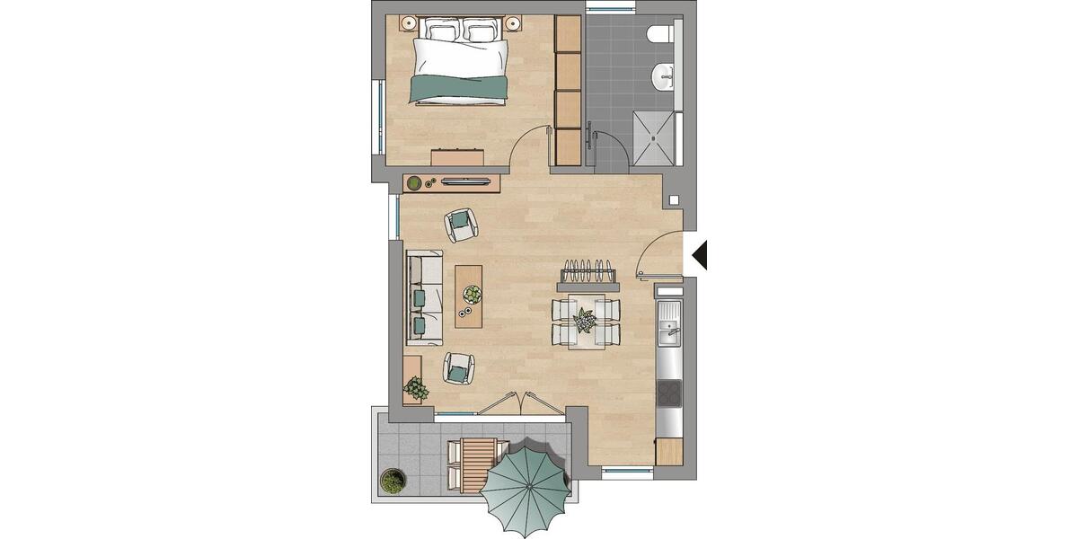 Etagenwohnung Mainz Bretzenheim - 2 Zimmer, 60 m&sup2;, 1.250&euro; | Angebot:26296068