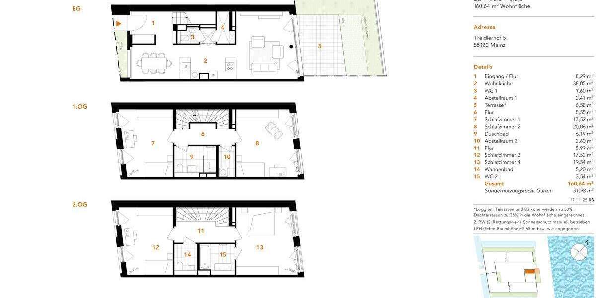 Etagenwohnung Mainz Neustadt - 5 Zimmer, 160 m&sup2;, 1.499.900&euro; | Angebot:25702297