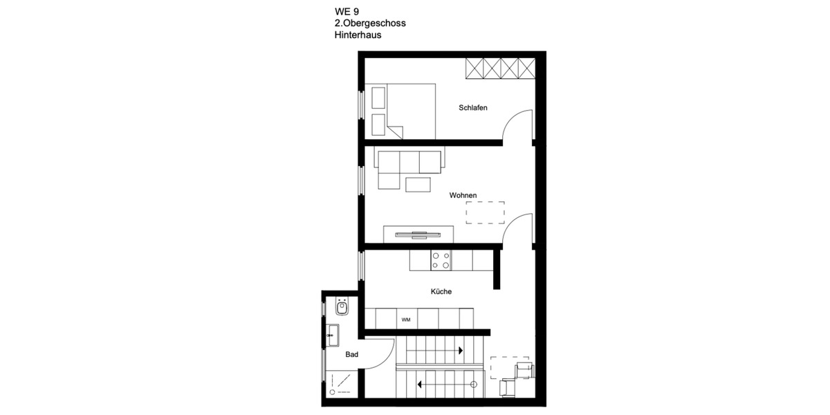 Dachgeschoßwohnung Wiesbaden Nordost - 2 Zimmer, 38 m&sup2;, 589&euro; | Angebot:25321780