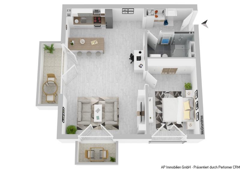 FINTHEN - Knallerwohnung! 2 Zimmer, Küche, Bad, 2 Balkone 2 zimmer