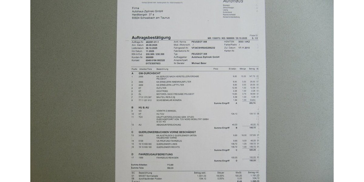 Peugeot 308 Platinum+ Klma+Insp+ TÜV + NEU + 230.447 km 3.435 &euro; Schwalbach/Taunus 65824