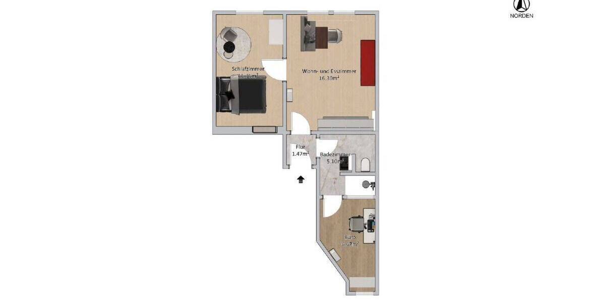 Etagenwohnung Wiesbaden - 2 Zimmer, 48 m&sup2;, 269.000&euro; | Angebot:26903810