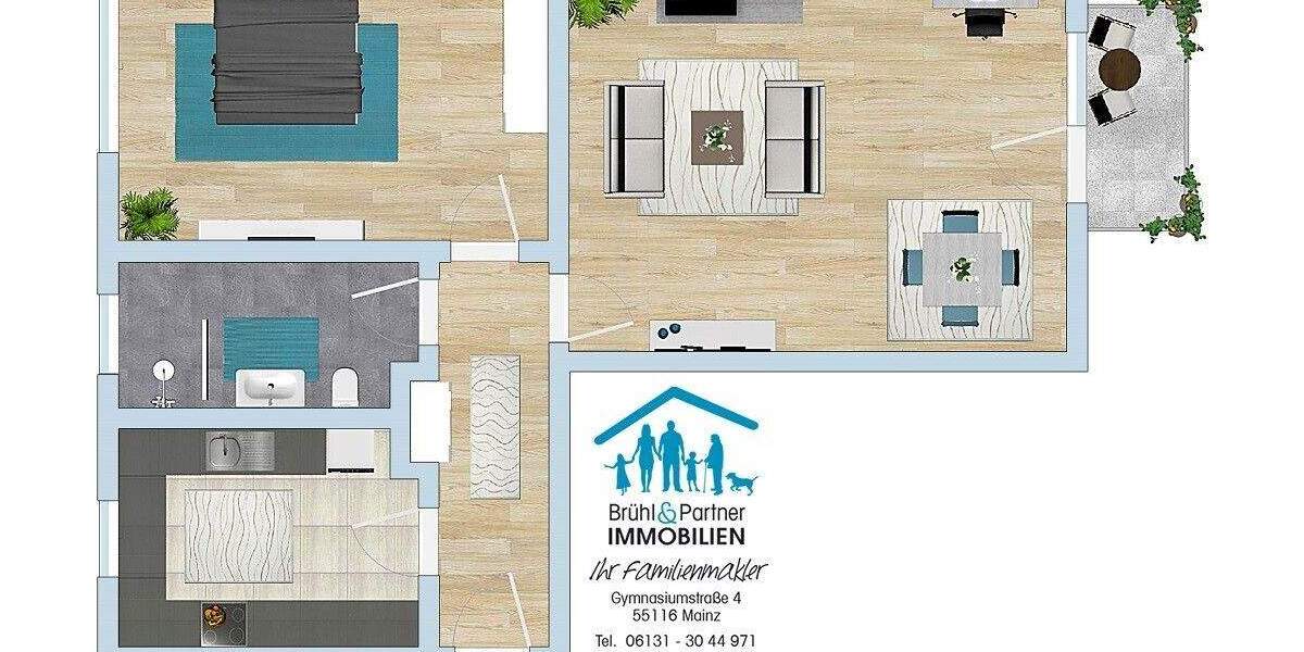 Etagenwohnung Mainz Oberstadt - 2 Zimmer, 47 m&sup2;, 231.000&euro; | Angebot:24737068