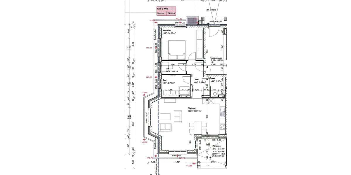 Etagenwohnung Wiesbaden Biebrich - 2.5 Zimmer, 74 m&sup2;, 1.300&euro; | Angebot:26427442