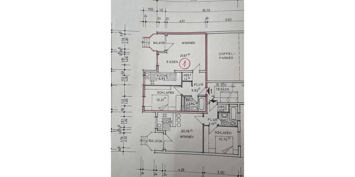 Etagenwohnung Wiesbaden Dotzheim - 2 Zimmer, 52 m&sup2;, 219.000&euro; | Angebot:26497890