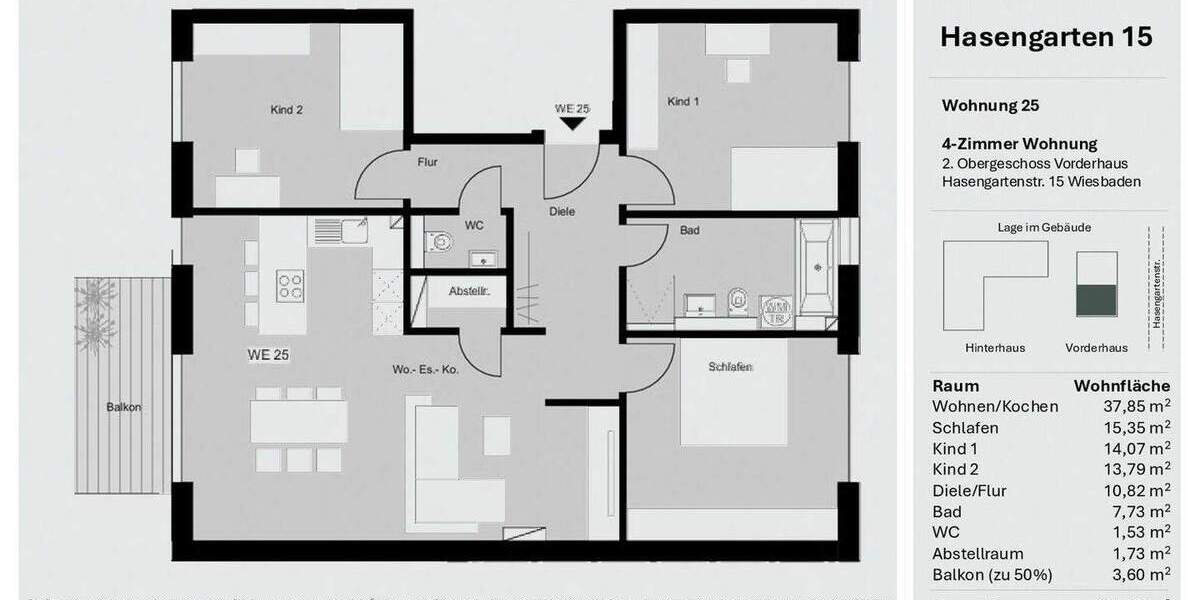 Etagenwohnung Wiesbaden / Wiesbaden Südost Wiesbaden - 4 Zimmer, 104 m&sup2;, 699.000&euro; | Angebot:25769651