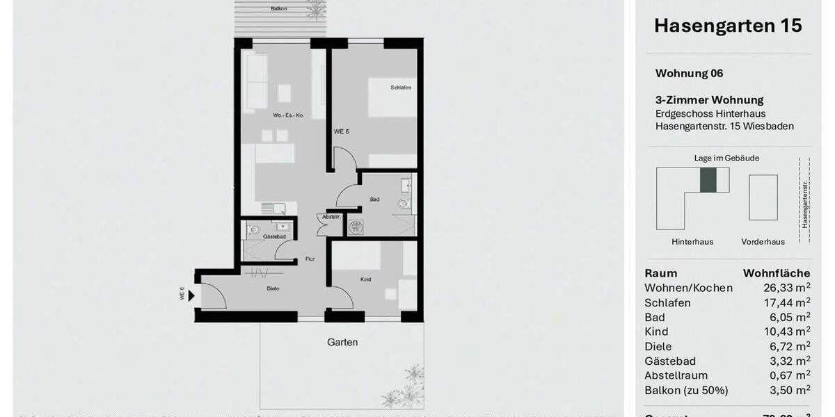 Etagenwohnung Wiesbaden / Wiesbaden Südost Wiesbaden - 3 Zimmer, 78 m&sup2;, 495.000&euro; | Angebot:25796832