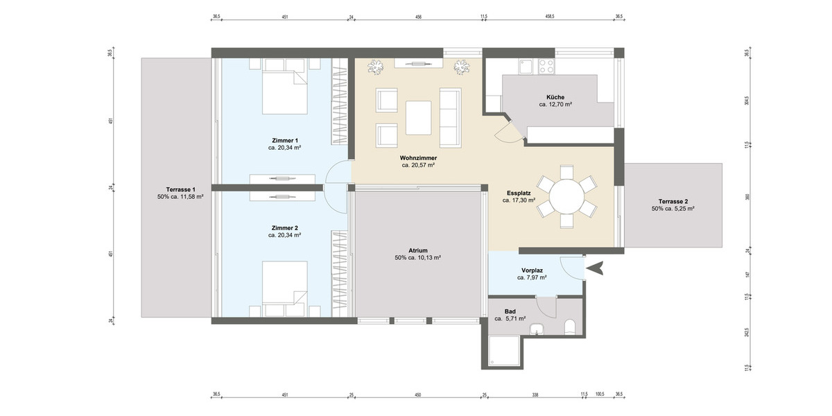 Terrassenwohnung Mainz Lerchenberg - 4 Zimmer, 137 m&sup2;, 2.400&euro; | Angebot:24874898