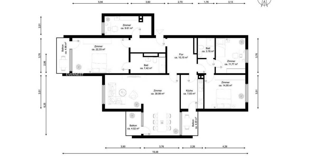 Etagenwohnung Wiesbaden Bierstadt - 5 Zimmer, 138 m&sup2;, 399.000&euro; | Angebot:26106467