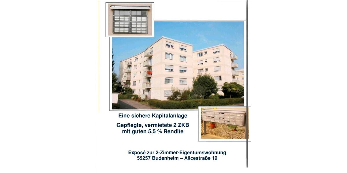 Etagenwohnung Budenheim - 2 Zimmer, 43 m&sup2;, 179.000&euro; | Angebot:25304958