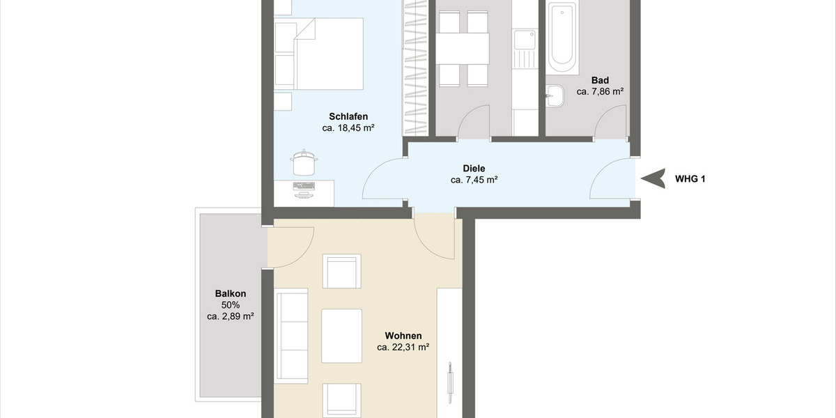 Etagenwohnung Taunusstein Bleidenstadt - 2 Zimmer, 67 m&sup2;, 270.000&euro; | Angebot:25737472