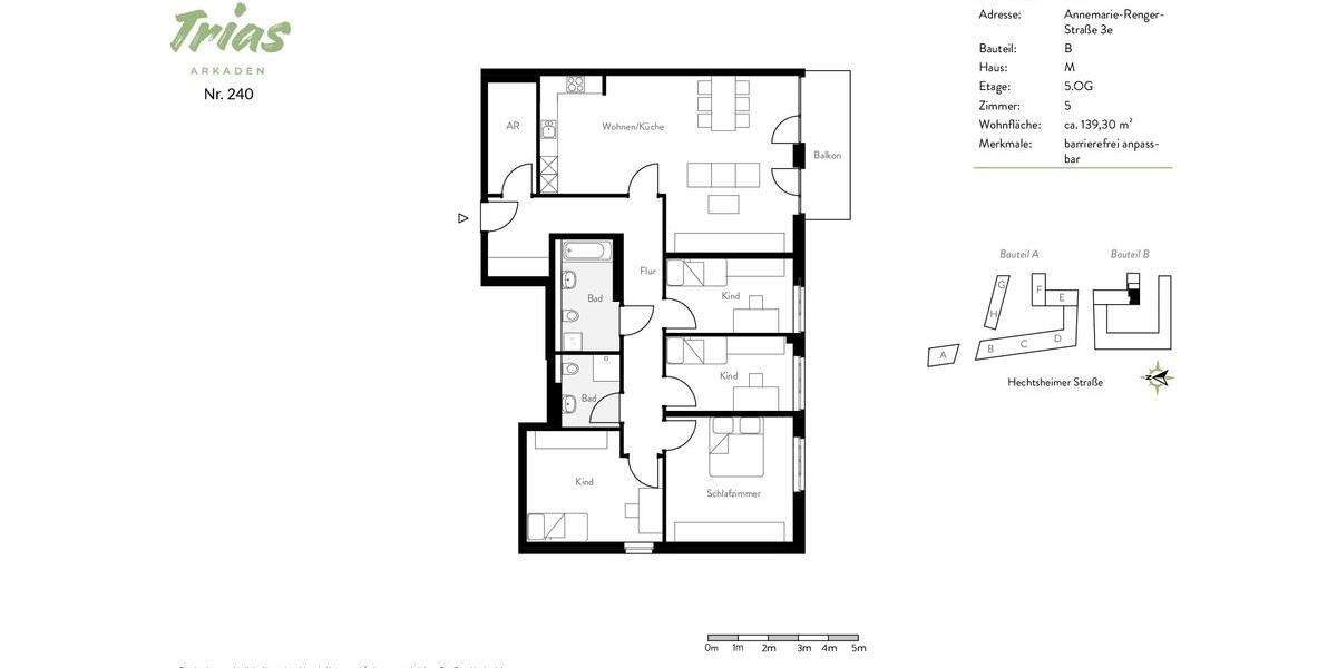 Etagenwohnung Mainz Laubenheim - 5 Zimmer, 139 m&sup2;, 2.040&euro; | Angebot:25998851