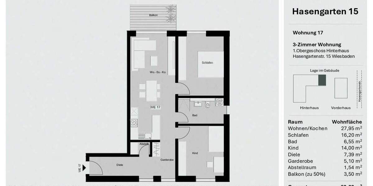 Etagenwohnung Wiesbaden / Wiesbaden Südost Wiesbaden - 3 Zimmer, 82 m&sup2;, 499.000&euro; | Angebot:25769649
