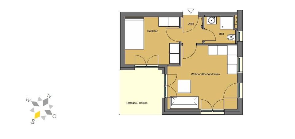 Etagenwohnung Mainz Laubenheim - 2 Zimmer, 36 m&sup2;, 259.000&euro; | Angebot:26537867