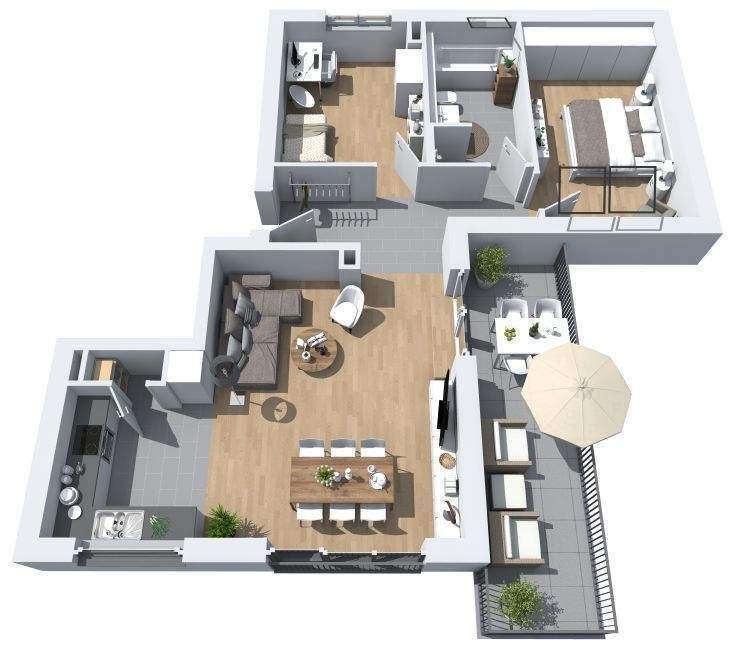 3 Zimmer-Wohnung mit eigenem Garten, Einbauküche und Tiefgaragenstellplatz