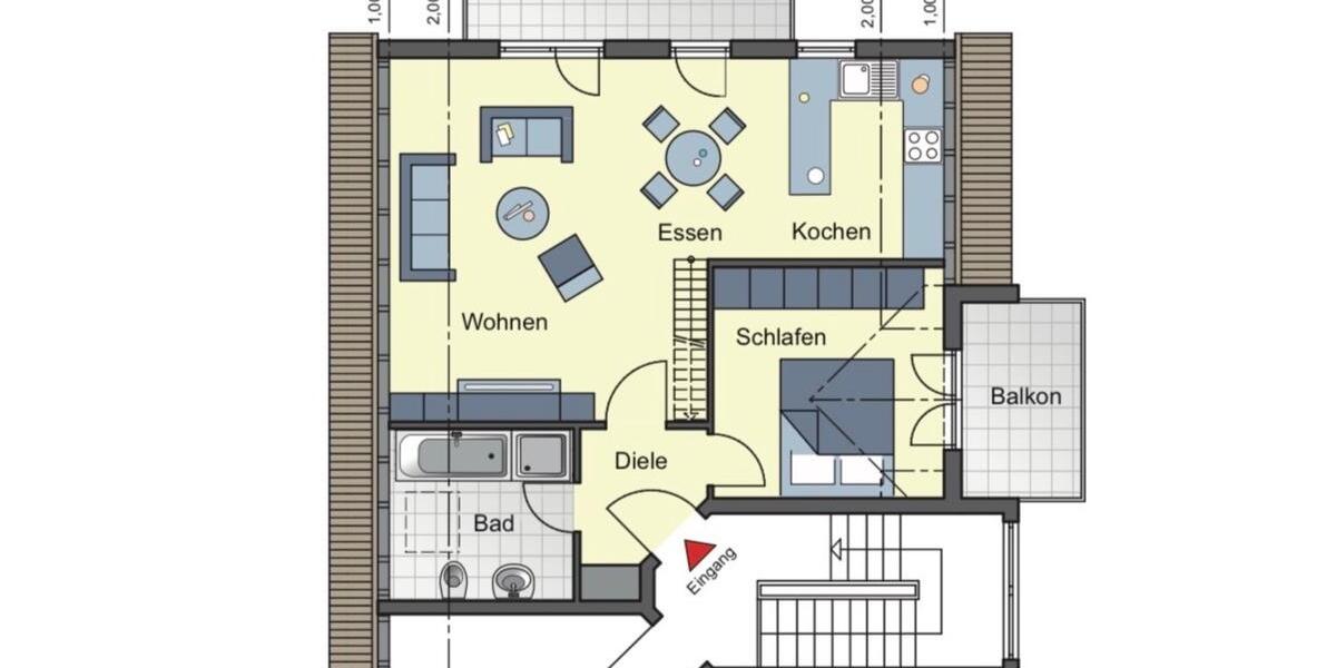 Großzügige 2-Zimmer-Wohnung in Mainz-Kostheim – 60 m², 2 Balkone 2 zimmer