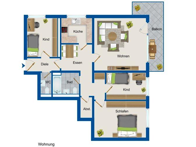 Etagenwohnung Nauheim - 4 Zimmer, 94 m&sup2;, 275.000&euro; | Angebot:26794269