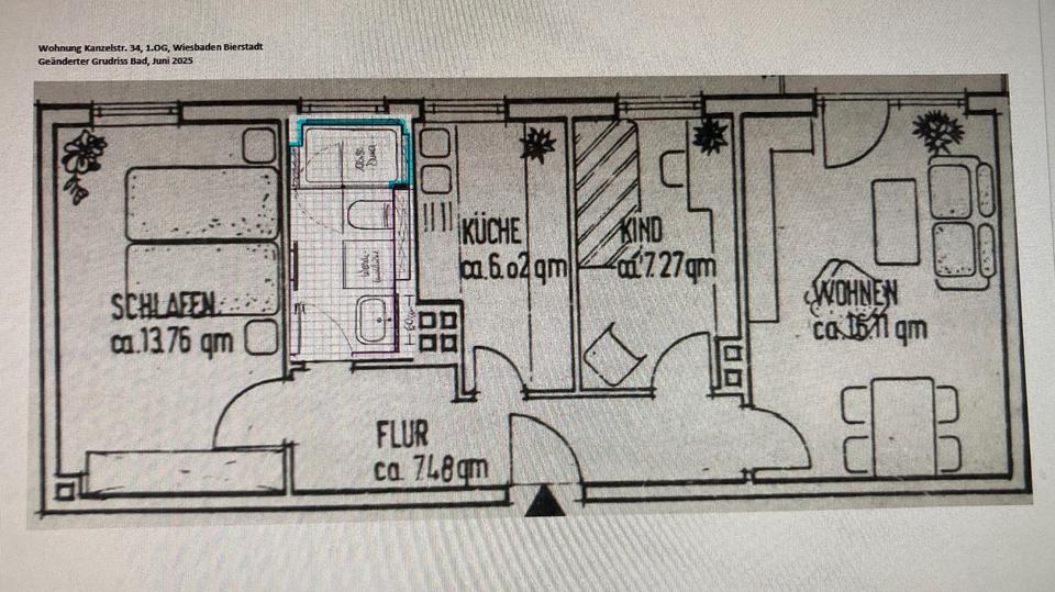 Etagenwohnung Wiesbaden Bierstadt - 3 Zimmer, 57 m&sup2;, 239.000&euro; | Angebot:26476931