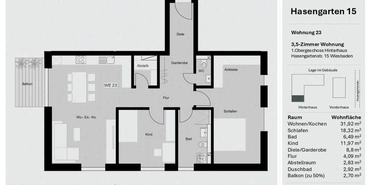 Etagenwohnung Wiesbaden / Wiesbaden Südost Wiesbaden - 3 Zimmer, 90 m&sup2;, 565.000&euro; | Angebot:25769650