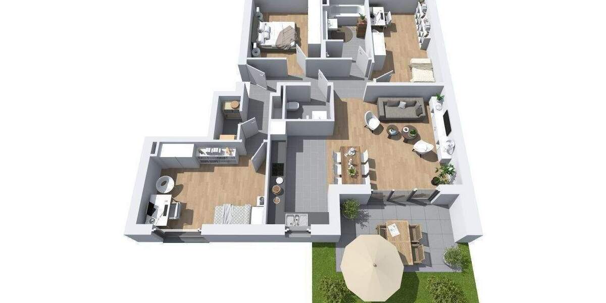 Terrassenwohnung Wiesbaden Biebrich - 4 Zimmer, 100 m&sup2;, 669.000&euro; | Angebot:25338411