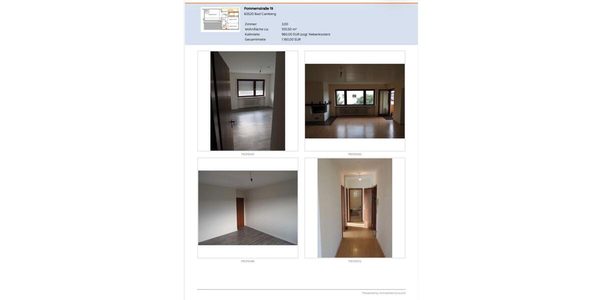 Etagenwohnung Bad Camberg - 3 Zimmer, 101 m&sup2;, 270.000&euro; | Angebot:25640875