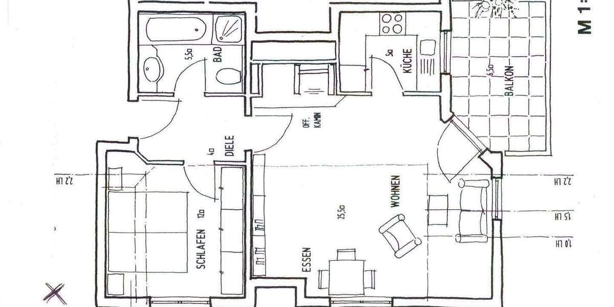 Etagenwohnung Taunusstein Bleidenstadt - 2 Zimmer, 55 m&sup2;, 600&euro; | Angebot:25627140