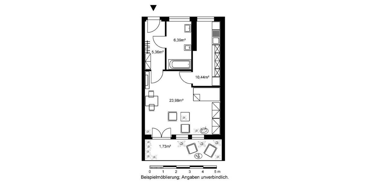 Etagenwohnung Wiesbaden Dotzheim - 1 Zimmer, 47 m&sup2;, 570&euro; | Angebot:26862896