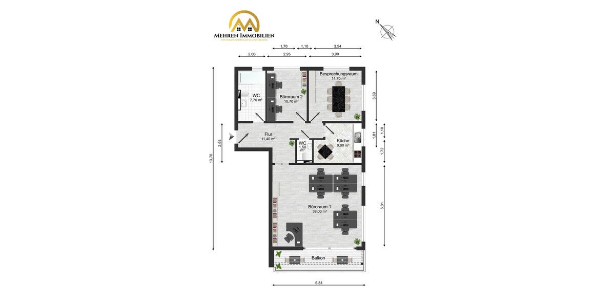 ***Effiziente Neubau-Büroeinheit – 3 Räume, Aufzug & moderne Ausstattung*** - Gewerbeobjekt Hochheim am Main | Angebot:27003362