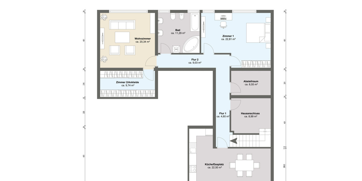 Etagenwohnung Mainz Lerchenberg - 2 Zimmer, 106 m&sup2;, 1.200&euro; | Angebot:25737426