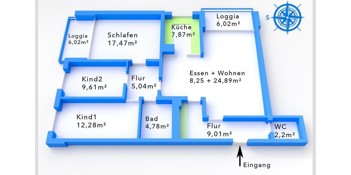 Etagenwohnung Mainz Bretzenheim - 4 Zimmer, 107 m&sup2;, 479.000&euro; | Angebot:26624560