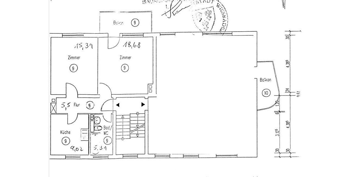 Etagenwohnung Wiesbaden Dotzheim - 2 Zimmer, 55 m&sup2;, 234.000&euro; | Angebot:27189320
