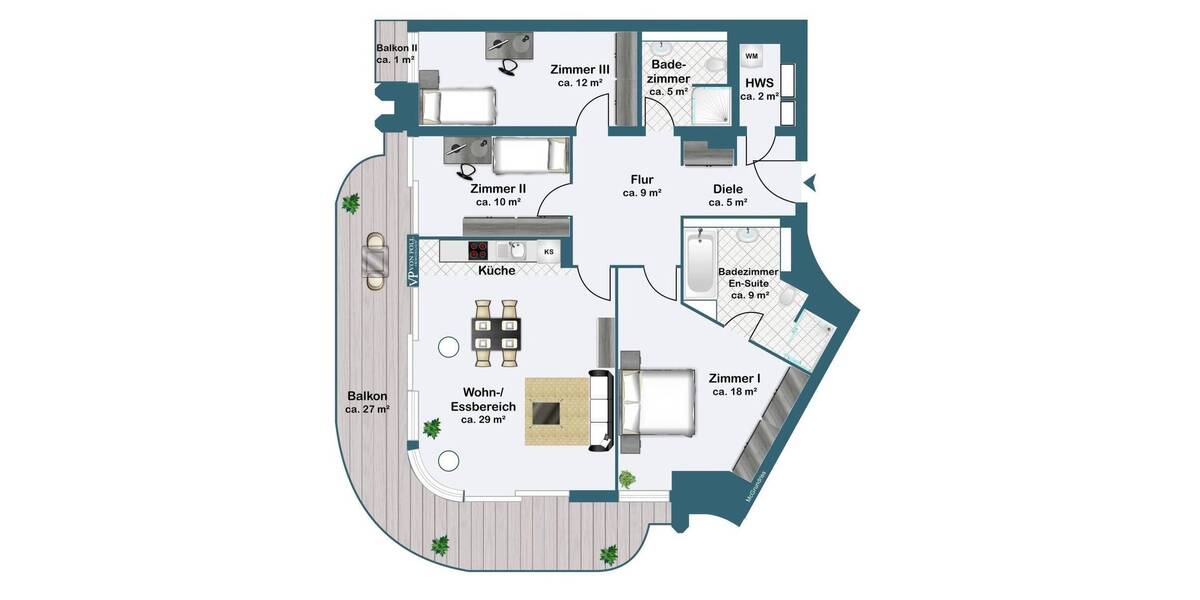 Etagenwohnung Frankfurt am Main Gallus - 4 Zimmer, 112 m&sup2;, 995.000&euro; | Angebot:25968526