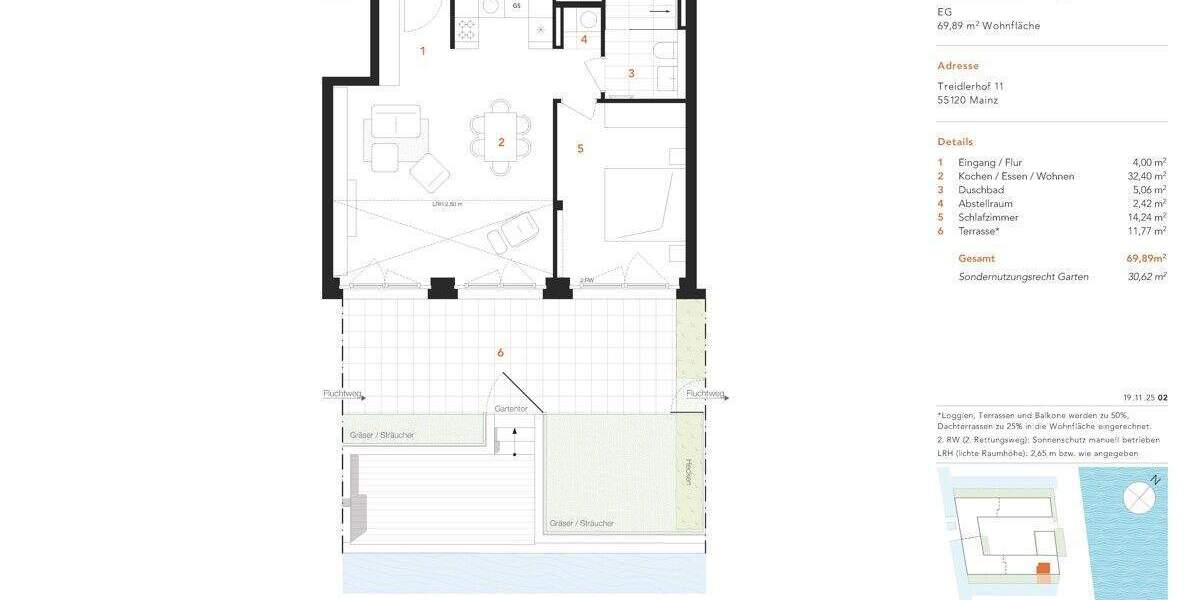 Etagenwohnung Mainz Neustadt - 2 Zimmer, 69 m&sup2;, 599.900&euro; | Angebot:20967683