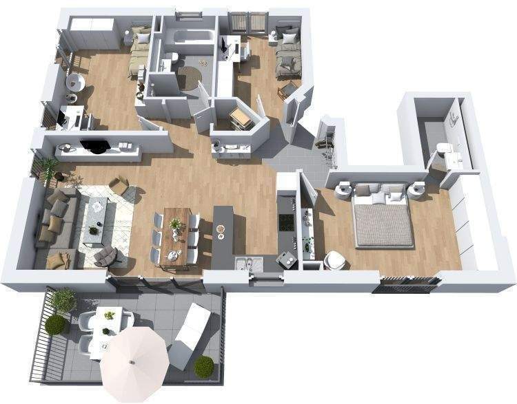 3 Zimmer-Wohnung mit eigenem Garten, Einbauküche und Tiefgaragenstellplatz