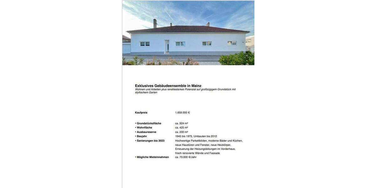 Mehrfamilienhaus, Wohnhaus Mainz Mombach - 1 Zimmer, 425 m&sup2;, 1.290.000&euro; | Angebot:24990633