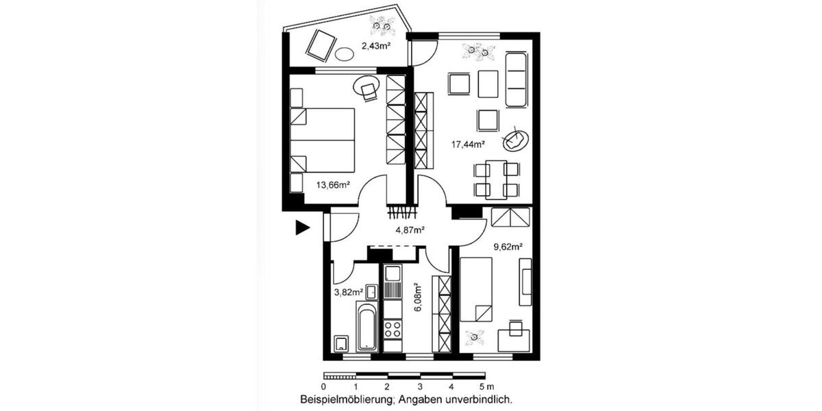 Erdgeschoßwohnung Wiesbaden Biebrich - 3 Zimmer, 60 m&sup2;, 927&euro; | Angebot:25993301