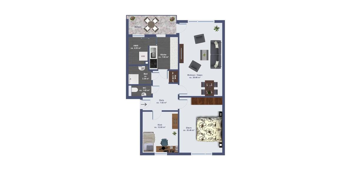 Etagenwohnung Groß-Gerau Gerau - 3 Zimmer, 87 m&sup2;, 299.000&euro; | Angebot:26697184