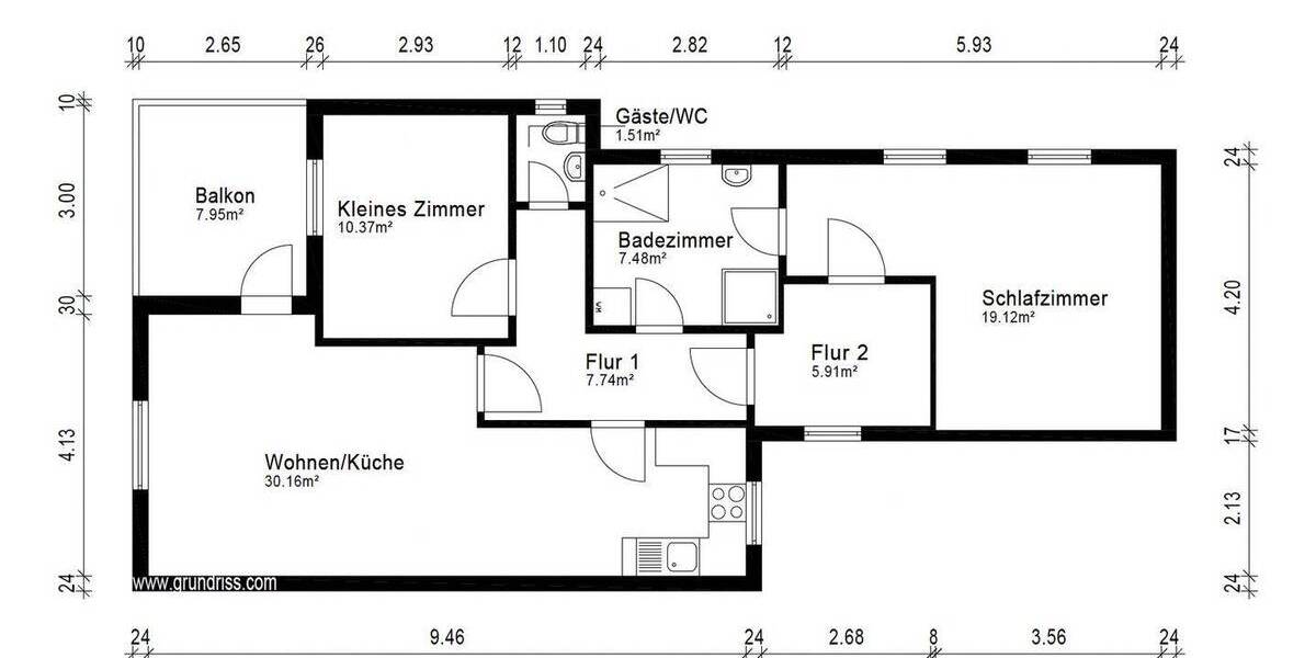 Etagenwohnung Wiesbaden Dotzheim - 3 Zimmer, 86 m&sup2;, 289.000&euro; | Angebot:26116047