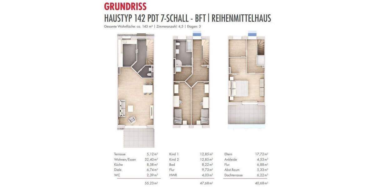 Reihenmittelhaus Bischofsheim - 4 Zimmer, 143 m&sup2;, 644.900&euro; | Angebot:24035816