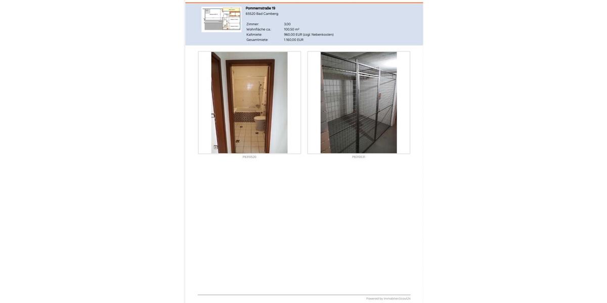 Etagenwohnung Bad Camberg - 3 Zimmer, 101 m&sup2;, 270.000&euro; | Angebot:25640875