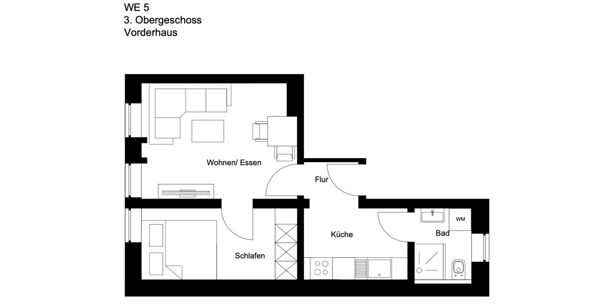 Dachgeschoßwohnung Wiesbaden Nordost - 2 Zimmer, 38 m&sup2;, 589&euro; | Angebot:25321780