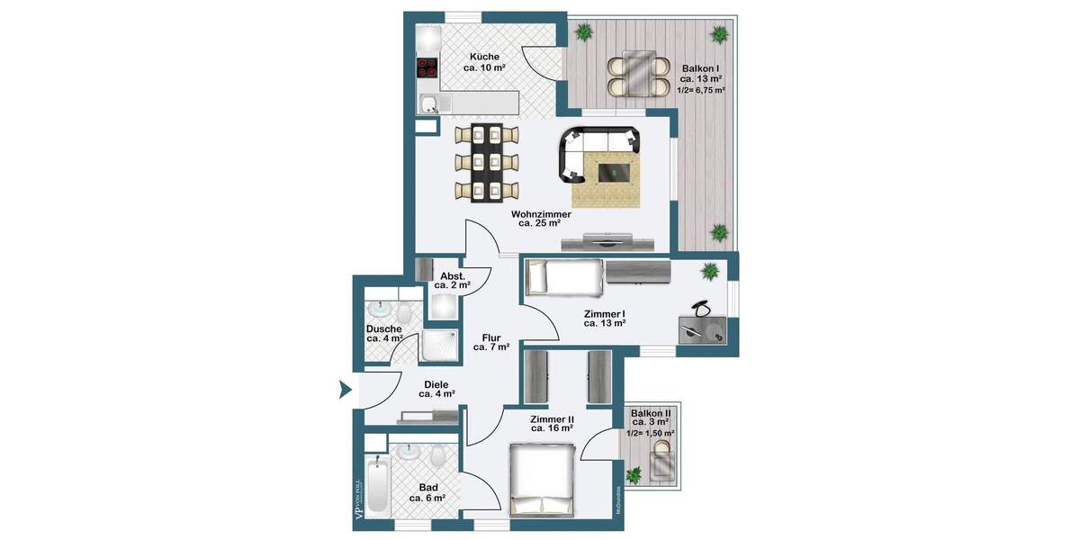 Etagenwohnung Frankfurt am Main Gallus - 3 Zimmer, 92 m&sup2;, 795.000&euro; | Angebot:24555370