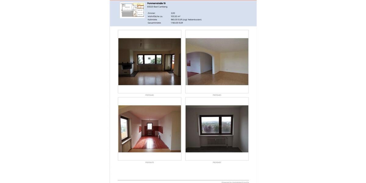 Etagenwohnung Bad Camberg - 3 Zimmer, 101 m&sup2;, 270.000&euro; | Angebot:25640875