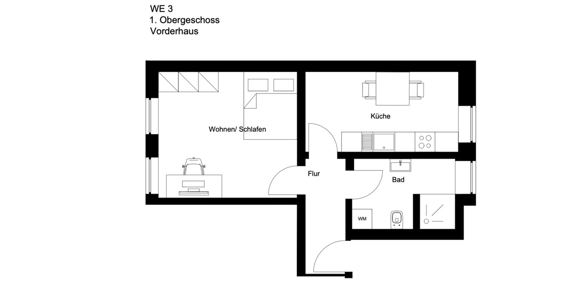 Dachgeschoßwohnung Wiesbaden Nordost - 2 Zimmer, 38 m&sup2;, 589&euro; | Angebot:25321780