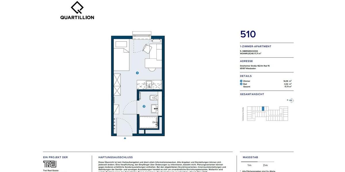 Etagenwohnung Wiesbaden Klarenthal - 1 Zimmer, 18 m&sup2;, 445&euro; | Angebot:25437230
