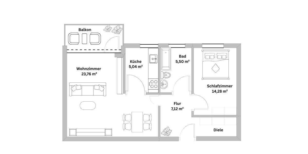 Hochparterre Wiesbaden Bierstadt - 2 Zimmer, 57 m&sup2;, 965&euro; | Angebot:26316298