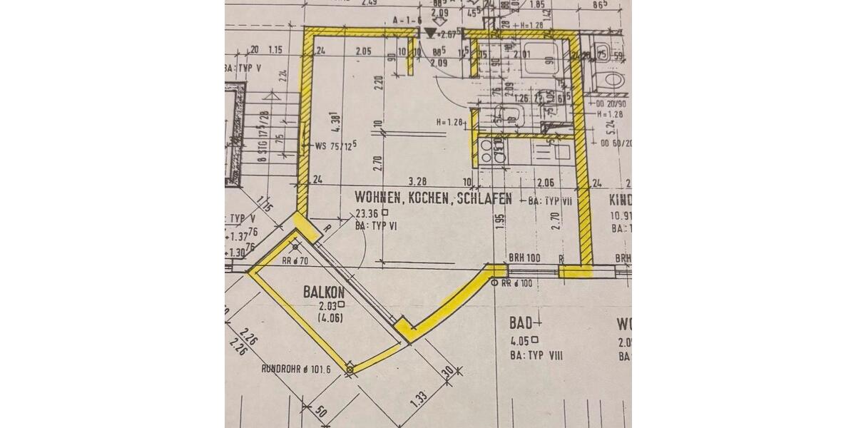 Etagenwohnung Wiesbaden Mainz-Kastel - 1 Zimmer, 27 m&sup2;, 159.000&euro; | Angebot:26351353