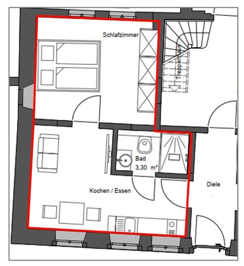 Erdgeschoßwohnung Eltville am Rhein Hattenheim - 2 Zimmer, 30 m&sup2;, 730&euro; | Angebot:26184506